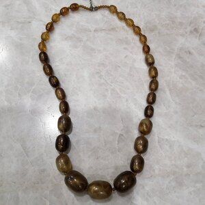 Vintage Necklace * Beaded balls brown * Mid century jewelry